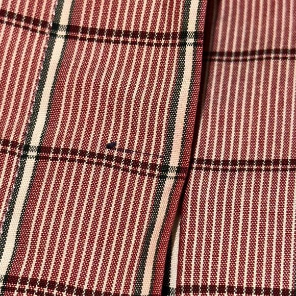 Vtg  80s Carlisle Pleat Front Red, White & Black Plaid Cotton Long Sleeve Shirt - Picture 4 of 8